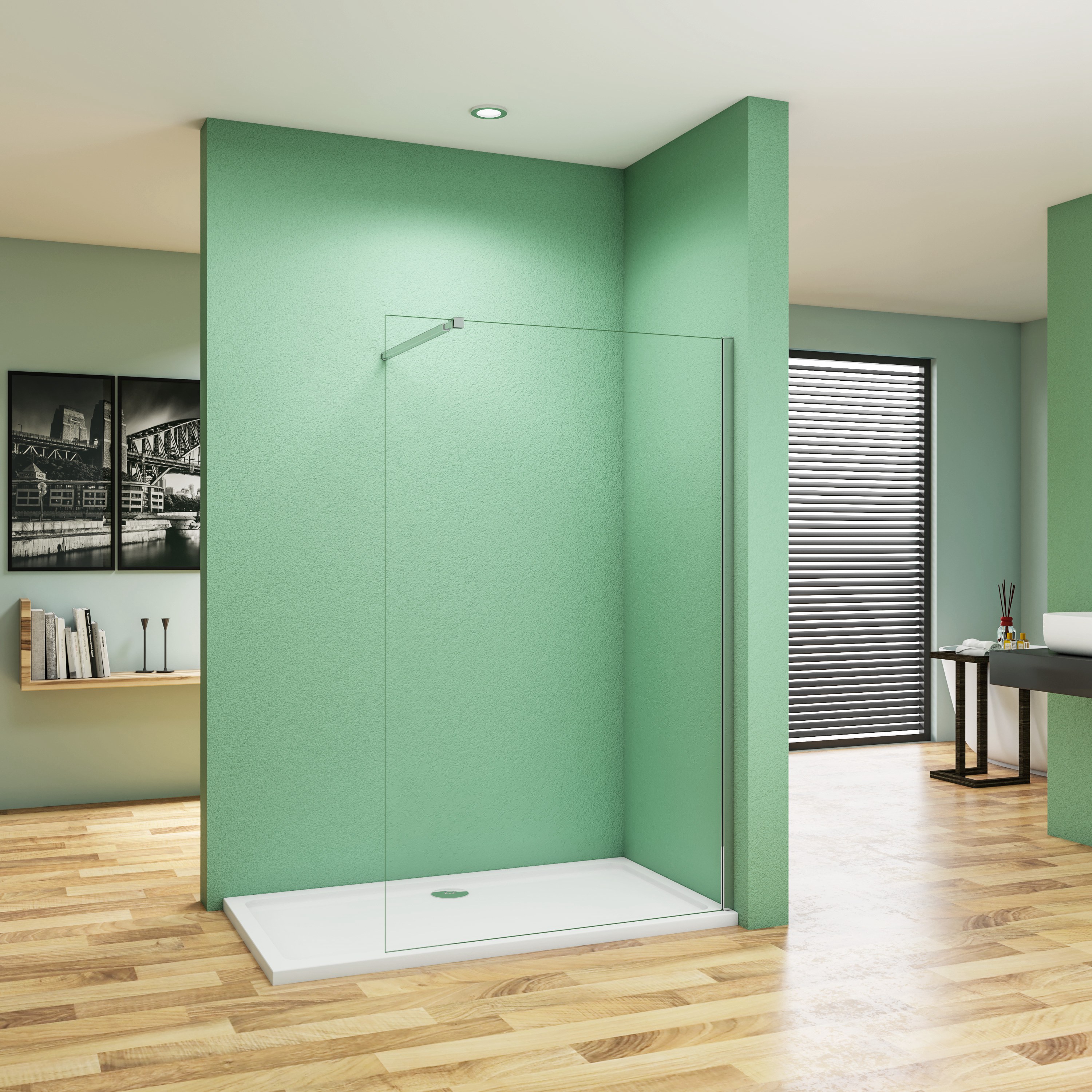 Acezanble Paroi de douche 150x200cm en 8mm verre anticalcaire